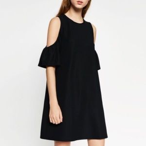 Zara black cold shoulder dress
